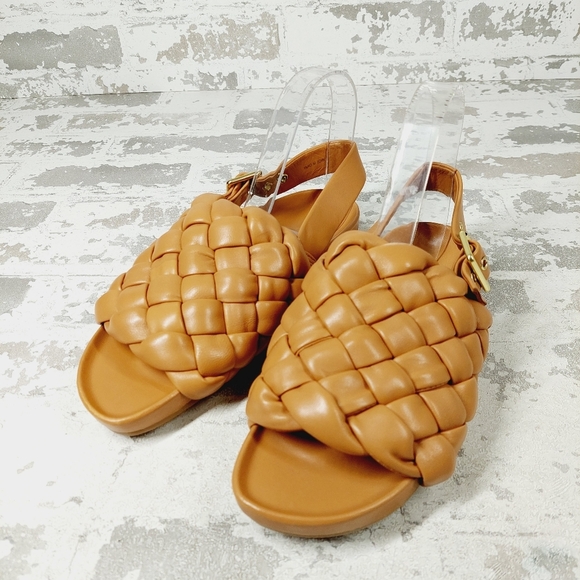 New Loeffler Randall Benton Woven Slingback Leather Sandal in Dark Sand V534 - Picture 2 of 11